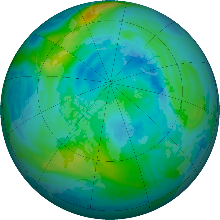 Arctic ozone map for 17 October 1999